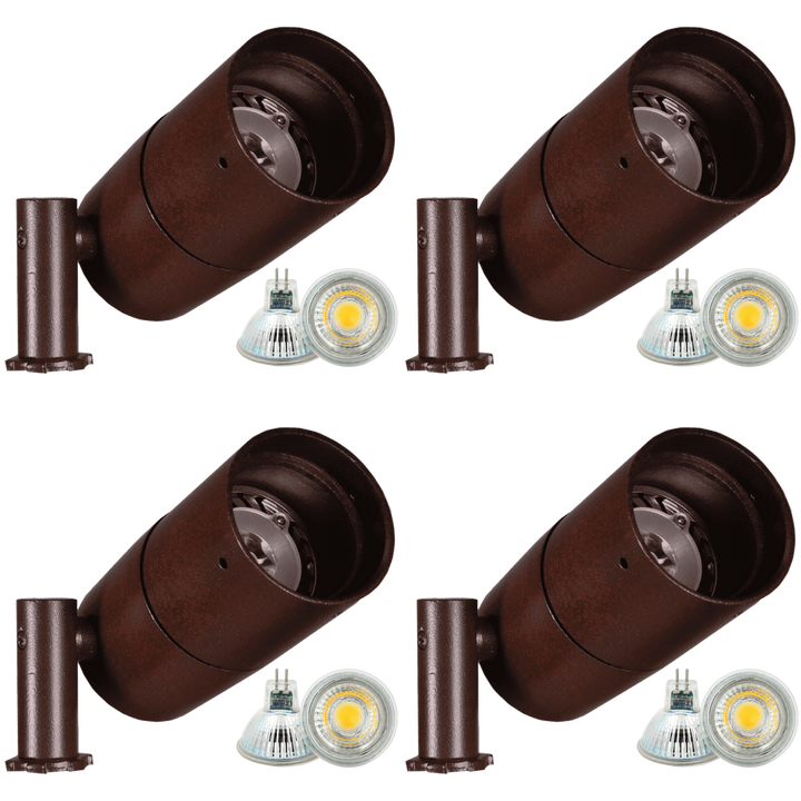 Outdoor Landscape Lighting LED 12V Low Voltage KL103 4x/8x/12x Package Low Voltage Modern Bullet Spotlight Aluminum Outdoor Lighting 6W 2700K Bulb 4 Pack