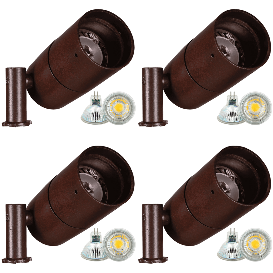 Outdoor Landscape Lighting LED 12V Low Voltage KL103 4x/8x/12x Package Low Voltage Modern Bullet Spotlight Aluminum Outdoor Lighting 6W 2700K Bulb 4 Pack
