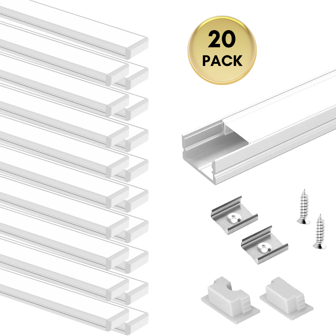 Outdoor Landscape Lighting LED 12V Low Voltage AC10 U-Shaped Aluminum Channel with Plastic or Silicone Diffuser Cover 3.3FT/1M For Max 13mm Width LED Strip Lights Pack of 6/10/20 20 Pack of 3.3ft (1M) Silver with Milky Cover