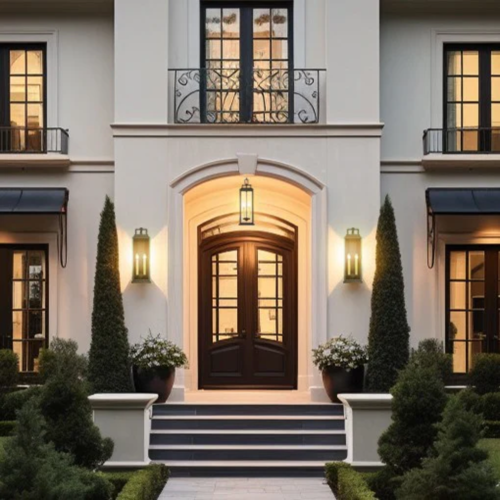 Outdoor Landscape Lighting LED 12V Low Voltage Aspen 4 Light Outdoor Sconce 7.75"x22.5" Stainless Steel and Clear Glass Matte Black Finish 120V 4 E12 Candelabra Base LED Bulb Sockets for Patio, Garden, Exterior Walls