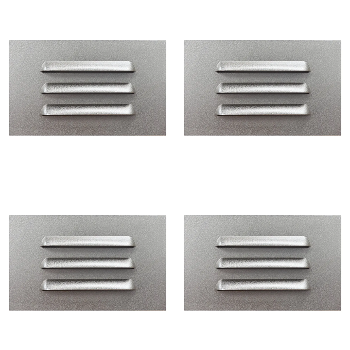 Outdoor Landscape Lighting LED 12V Low Voltage STA11 4x/8x/12x Package 3.5W 12V Low Voltage 3000K Warm White Integrated Rectangular Waterproof Horizontal LED Aluminum Step Light Wall Lighting Fixture Silver 4 Pack