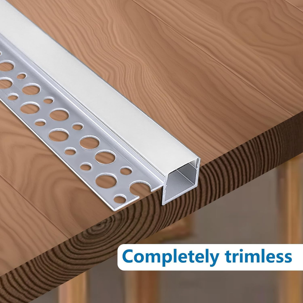 Outdoor Landscape Lighting LED 12V Low Voltage AC04 Plaster-In Drywall Trimless Track Aluminum Channel 3.3FT/1M For Max 13mm LED Strip Lights Pack of 6