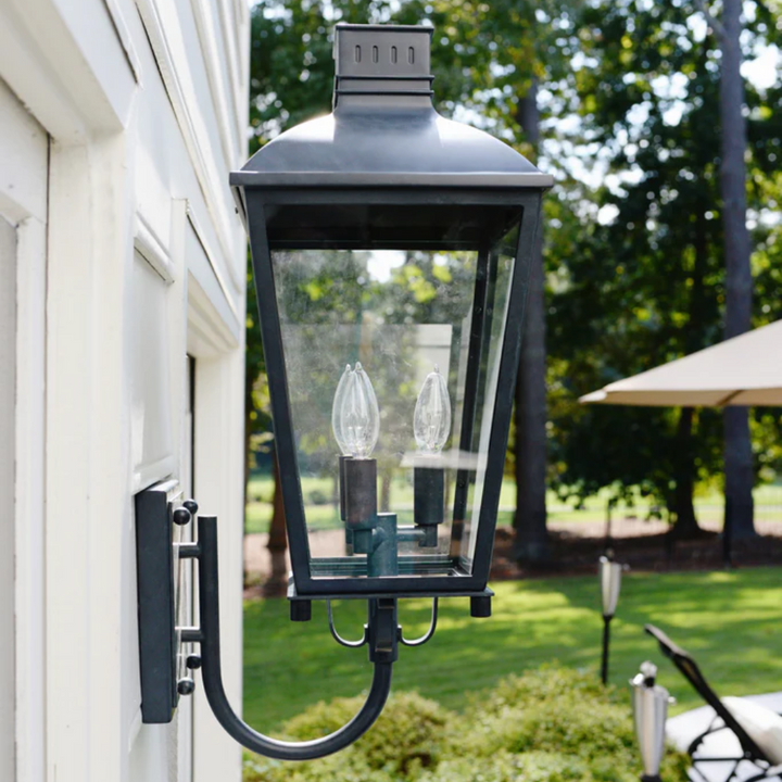 Outdoor Landscape Lighting LED 12V Low Voltage Dumont 3 Light Outdoor Sconce 9.25"x23.5" Stainless Steel and Clear Glass Graphite Metal Finish 120V 3 E12 Candelabra Base LED Bulb Socket for Patio, Garden, Exterior Walls