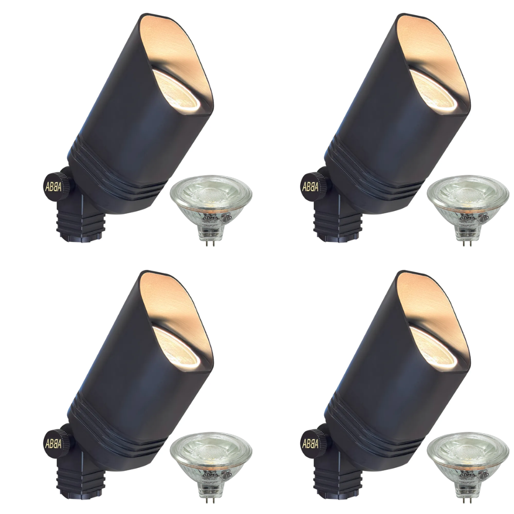 Outdoor Landscape Lighting LED 12V Low Voltage SPB03 4x/8x/12x Package 12V Low Voltage LED Outdoor Landscape Cast Brass Spotlight with MR16 5W 3000K Bulb Black Brass 4 Pack