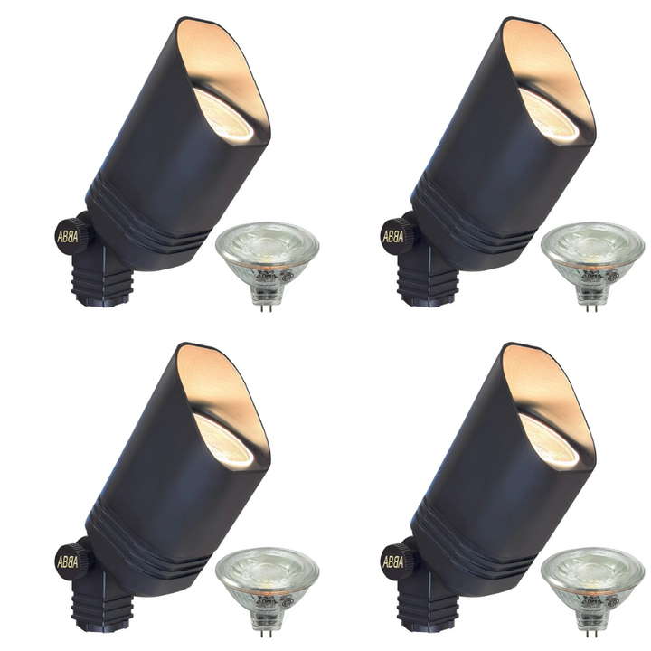 Outdoor Landscape Lighting LED 12V Low Voltage SPB03 4x/8x/12x Package 12V Low Voltage LED Outdoor Landscape Cast Brass Spotlight with MR16 5W 3000K Bulb Black Brass 4 Pack