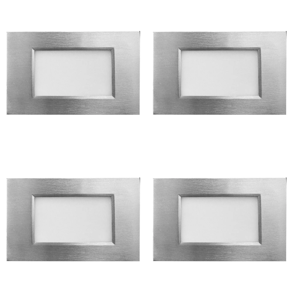 Outdoor Landscape Lighting LED 12V Low Voltage STA10 4x/8x/12x Package 3.5W 12V Low Voltage 3CCT Rectangular Waterproof Horizontal LED Aluminum Stair Step Light Fixture Silver 4 Pack