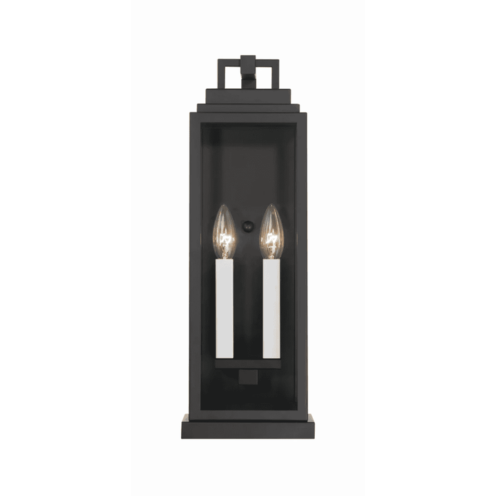Outdoor Landscape Lighting LED 12V Low Voltage Aspen 2 Light Outdoor Sconce 6.5"x19" Stainless Steel and Clear Glass Matte Black Finish 120V 2 E12 Candelabra Base LED Bulb Sockets for Patio, Garden, Exterior Walls