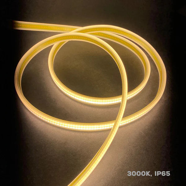 Outdoor Landscape Lighting LED 12V Low Voltage SLD10 Dotless 110V AC 3.66W/ft 100ft Linear LED Strip Lights Line Voltage Tape Light 3000K Warm White