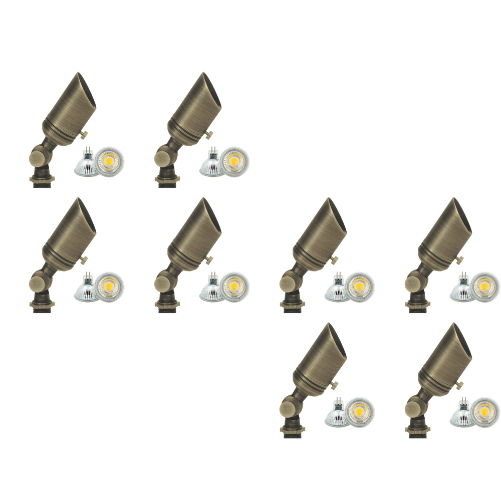 Outdoor Landscape Lighting LED 12V Low Voltage SPB02 4x/8x/12x Package 12V Low Voltage Small Directional Bullet Brass Spotlight Outdoor Landscape Lighting with MR11 2W 3000K Bulb 8 Pack