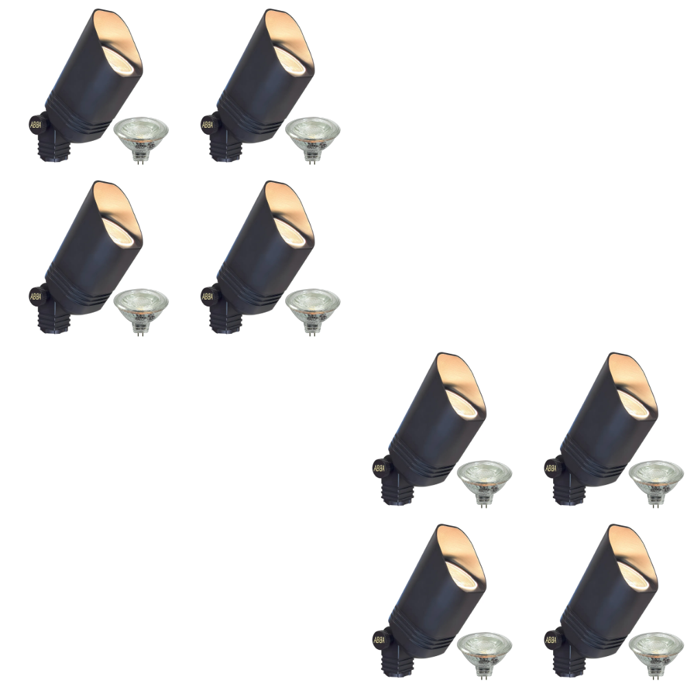 Outdoor Landscape Lighting LED 12V Low Voltage SPB03 4x/8x/12x Package 12V Low Voltage LED Outdoor Landscape Cast Brass Spotlight with MR16 5W 3000K Bulb Black Brass 8 Pack