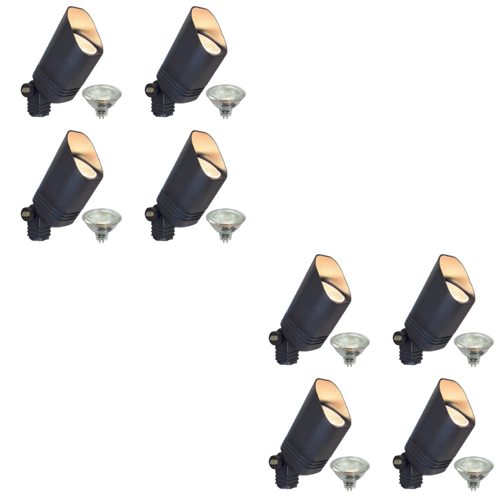 Outdoor Landscape Lighting LED 12V Low Voltage SPB03 4x/8x/12x Package 12V Low Voltage LED Outdoor Landscape Cast Brass Spotlight with MR16 5W 3000K Bulb Black Brass 8 Pack