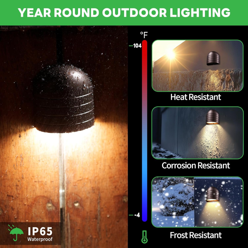 Outdoor Landscape Lighting LED 12V Low Voltage DLA08 5W 250LM Low Voltage 12V-24V 5CCT 2700K/3000K/3500K/4000K/5000K Integrated LED Outdoor Fence Deck Down Light Package, Step Patio Landscape Lights
