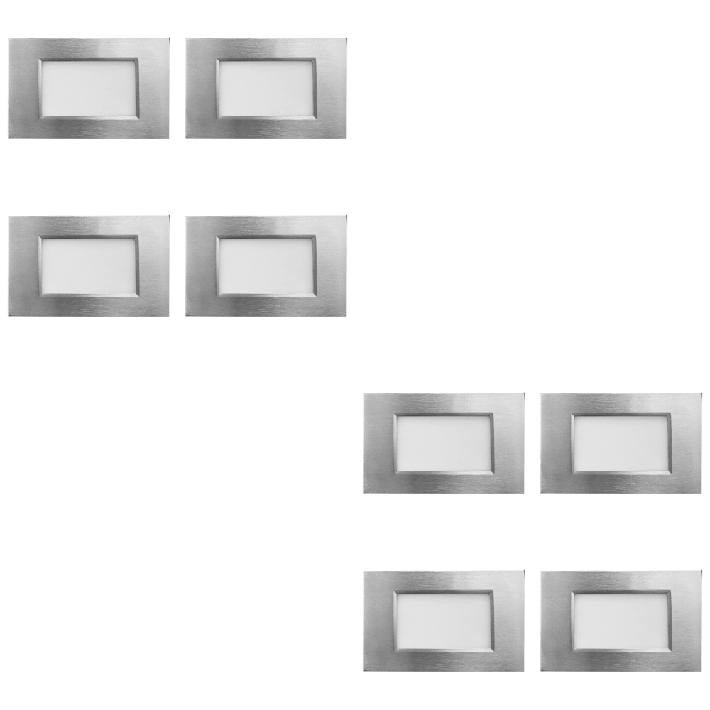 Outdoor Landscape Lighting LED 12V Low Voltage STA10 4x/8x/12x Package 3.5W 12V Low Voltage 3CCT Rectangular Waterproof Horizontal LED Aluminum Stair Step Light Fixture Silver 8 Pack