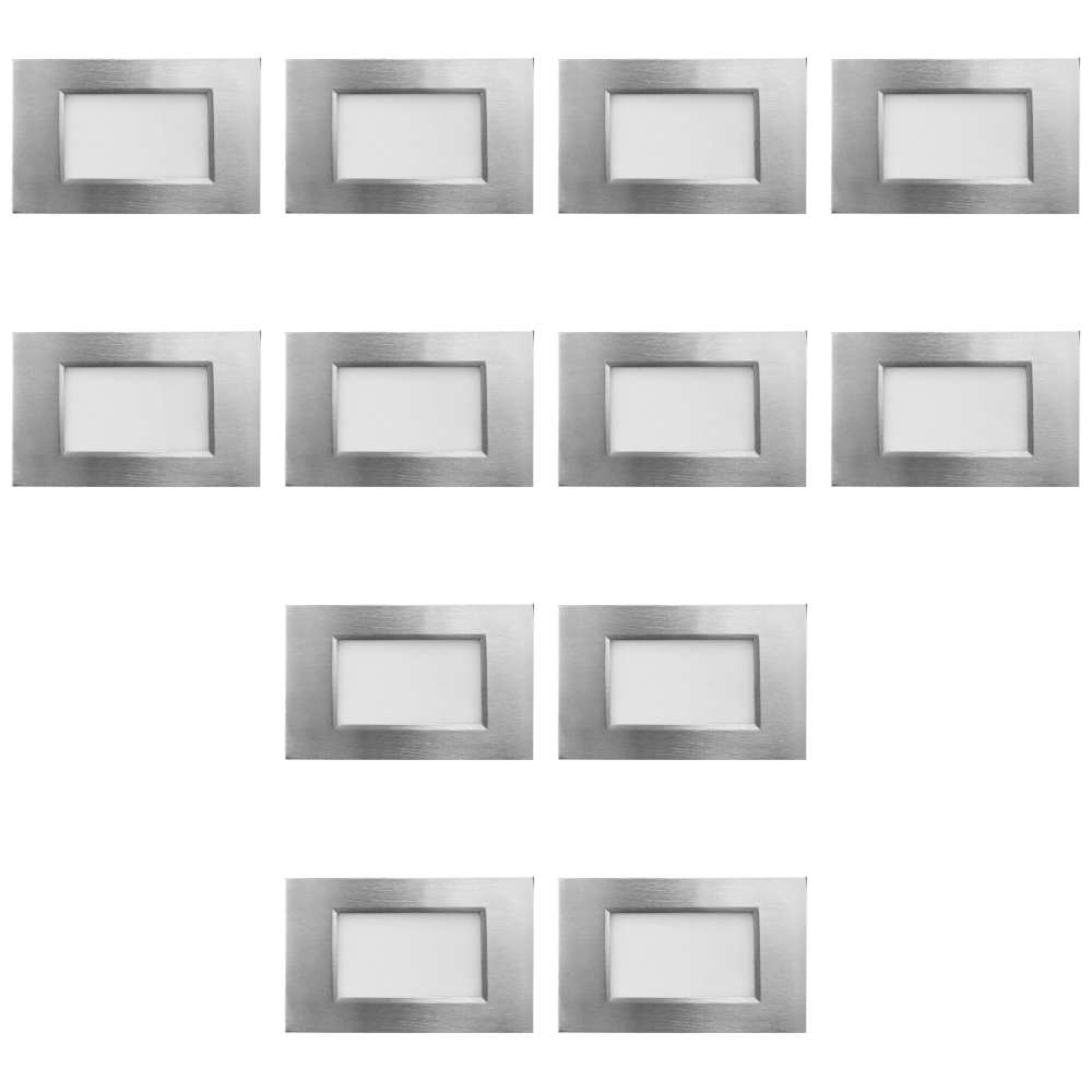 Outdoor Landscape Lighting LED 12V Low Voltage STA10 4x/8x/12x Package 3.5W 12V Low Voltage 3CCT Rectangular Waterproof Horizontal LED Aluminum Stair Step Light Fixture Silver 12 Pack