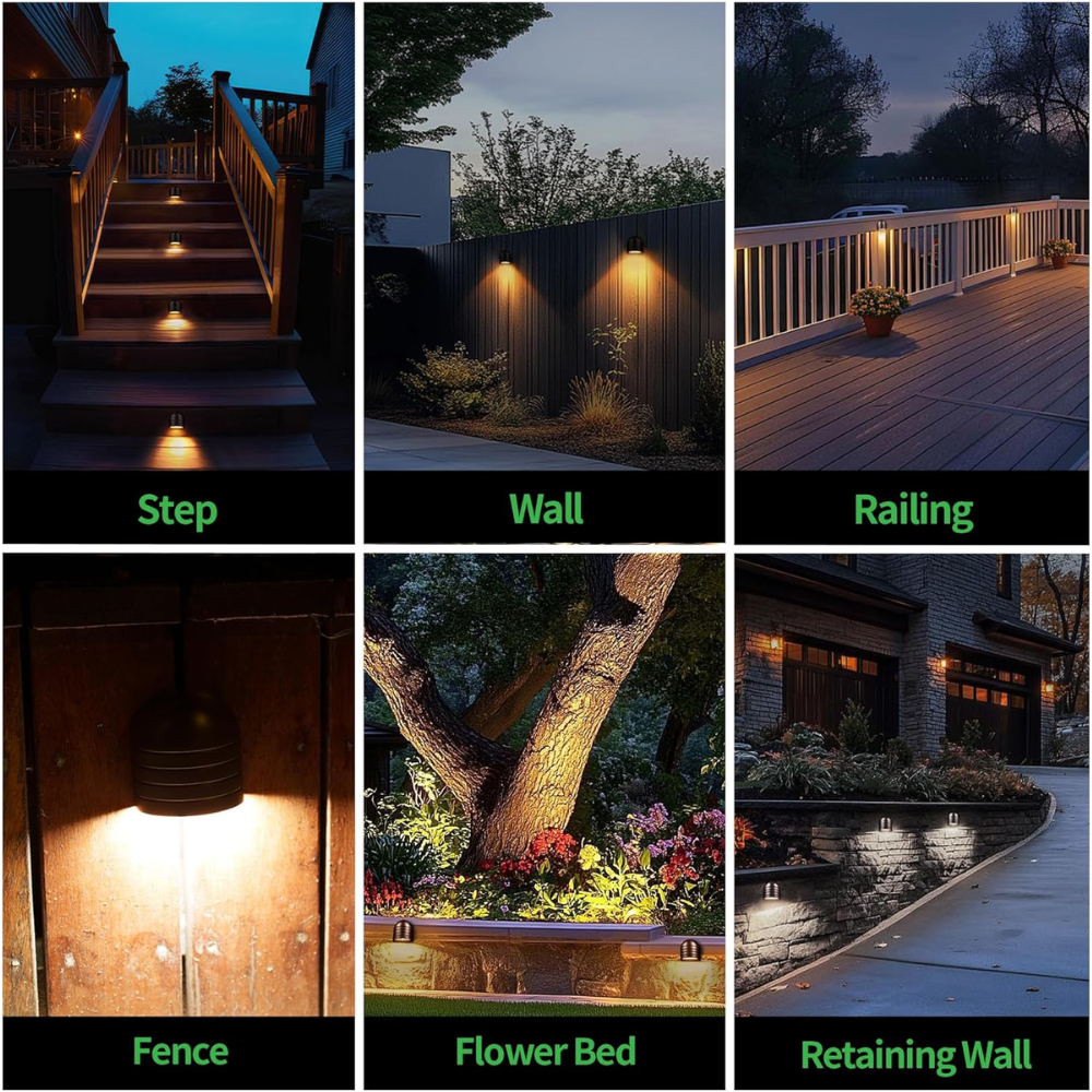 Outdoor Landscape Lighting LED 12V Low Voltage DLA08 5W 250LM Low Voltage 12V-24V 5CCT 2700K/3000K/3500K/4000K/5000K Integrated LED Outdoor Fence Deck Down Light Package, Step Patio Landscape Lights