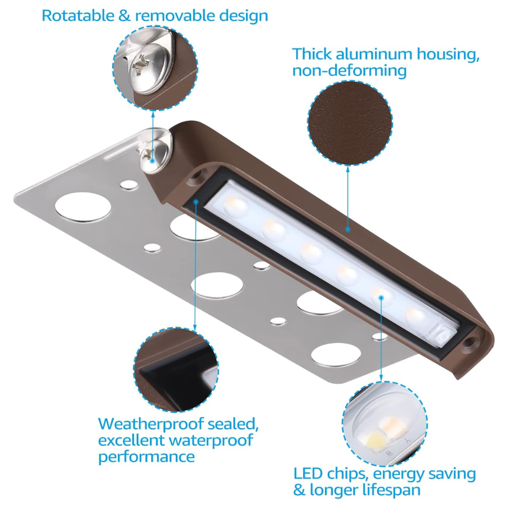 Outdoor Landscape Lighting LED 12V Low Voltage ELA06 8-Pack 7 Inch 4.5W 2700K/5000K LED Retaining Wall Lights, Hardscape Color Changing 12V Low Voltage Landscape Lights Package