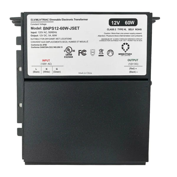 Outdoor Landscape Lighting LED 12V Low Voltage TSDC02 12V/24V DC Low Voltage Dimmable Junction Box Transformers Class 2 UL Listed LED Driver Outdoor Rated 12V DC 60W No