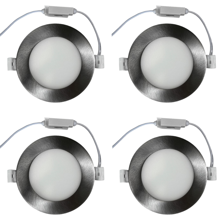 Outdoor Landscape Lighting LED 12V Low Voltage CB04 4x/8x/12x Package 10W 3CCT Dimmable Round Slim 12V AC/DC LED Panel Light Low Voltage Lighting Fixture Brushed Nickel 4 Pack