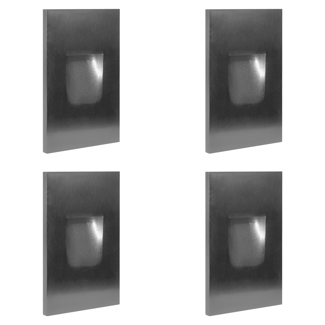 Outdoor Landscape Lighting LED 12V Low Voltage STA06 4x/8x/12x Package 3.5W 12V Low Voltage 3000K Warm White Integrated Rectangular Waterproof Vertical LED Aluminum Stair Step Light Wall Lighting Fixture Silver 4 Pack