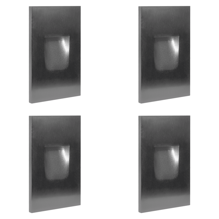 Outdoor Landscape Lighting LED 12V Low Voltage STA06 4x/8x/12x Package 3.5W 12V Low Voltage 3000K Warm White Integrated Rectangular Waterproof Vertical LED Aluminum Stair Step Light Wall Lighting Fixture Silver 4 Pack