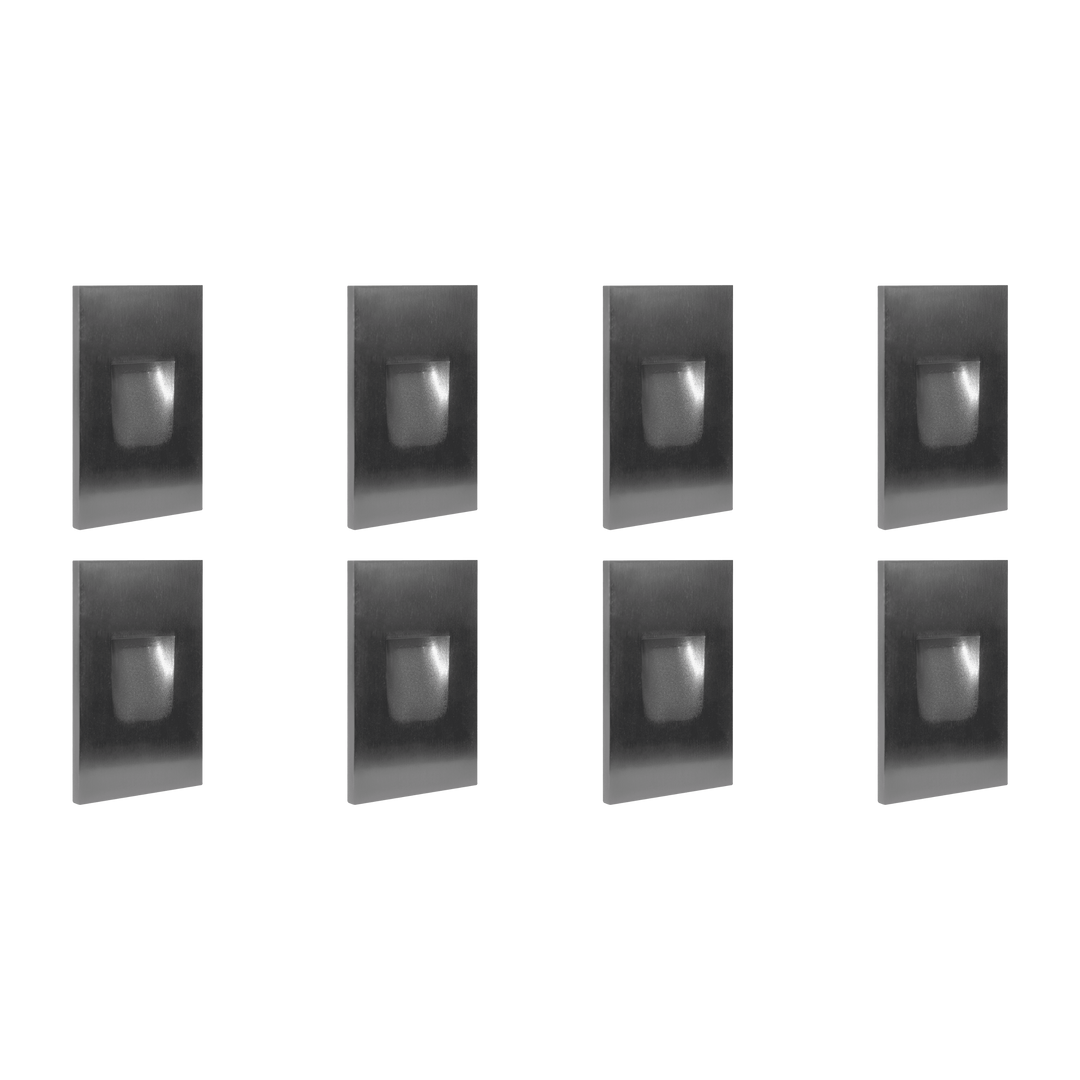 Outdoor Landscape Lighting LED 12V Low Voltage STA06 4x/8x/12x Package 3.5W 12V Low Voltage 3000K Warm White Integrated Rectangular Waterproof Vertical LED Aluminum Stair Step Light Wall Lighting Fixture Silver 8 Pack