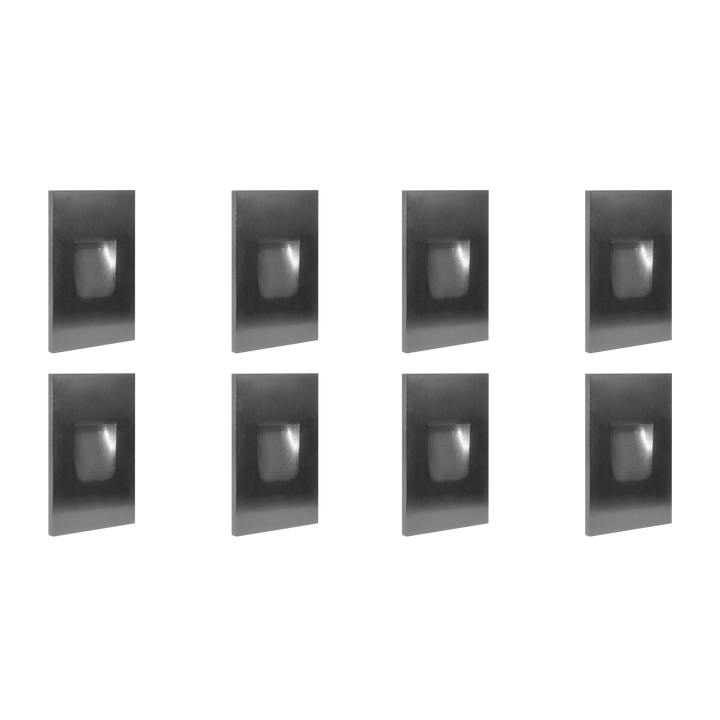 Outdoor Landscape Lighting LED 12V Low Voltage STA06 4x/8x/12x Package 3.5W 12V Low Voltage 3000K Warm White Integrated Rectangular Waterproof Vertical LED Aluminum Stair Step Light Wall Lighting Fixture Silver 8 Pack
