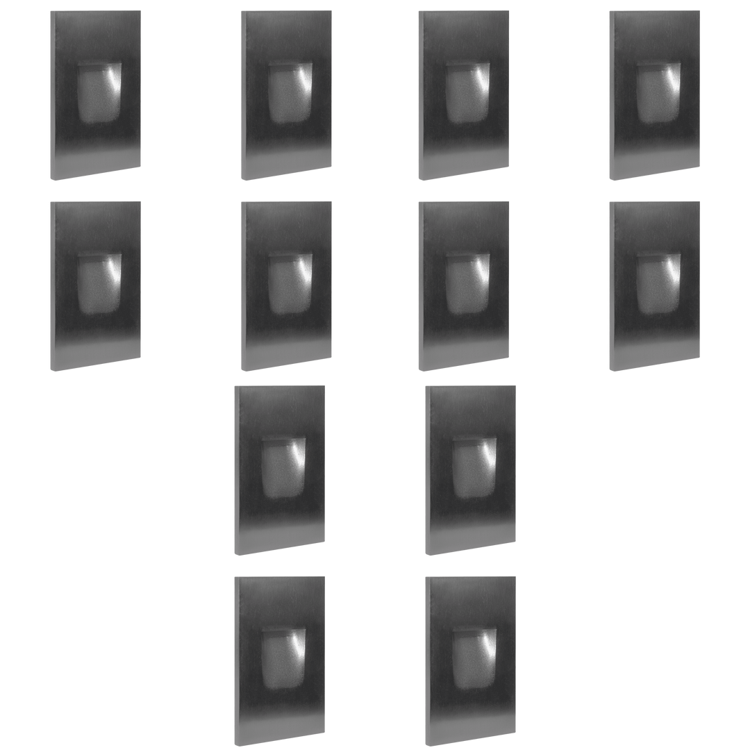 Outdoor Landscape Lighting LED 12V Low Voltage STA06 4x/8x/12x Package 3.5W 12V Low Voltage 3000K Warm White Integrated Rectangular Waterproof Vertical LED Aluminum Stair Step Light Wall Lighting Fixture Silver 12 Pack