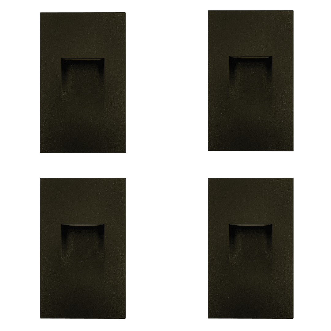 Outdoor Landscape Lighting LED 12V Low Voltage STA06 4x/8x/12x Package 3.5W 12V Low Voltage 3000K Warm White Integrated Rectangular Waterproof Vertical LED Aluminum Stair Step Light Wall Lighting Fixture Black 4 Pack