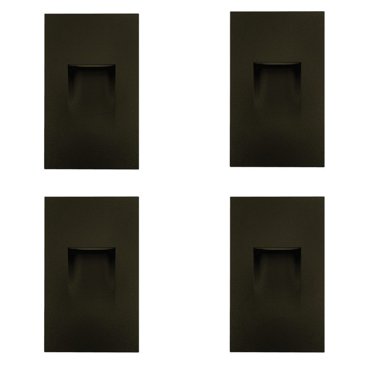 Outdoor Landscape Lighting LED 12V Low Voltage STA06 4x/8x/12x Package 3.5W 12V Low Voltage 3000K Warm White Integrated Rectangular Waterproof Vertical LED Aluminum Stair Step Light Wall Lighting Fixture Black 4 Pack