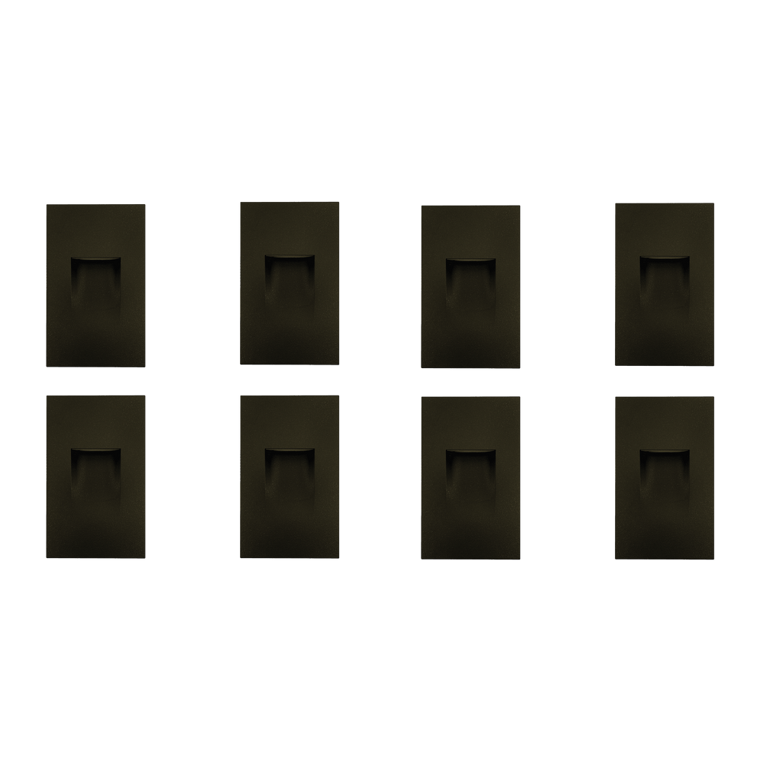 Outdoor Landscape Lighting LED 12V Low Voltage STA06 4x/8x/12x Package 3.5W 12V Low Voltage 3000K Warm White Integrated Rectangular Waterproof Vertical LED Aluminum Stair Step Light Wall Lighting Fixture Black 8 Pack