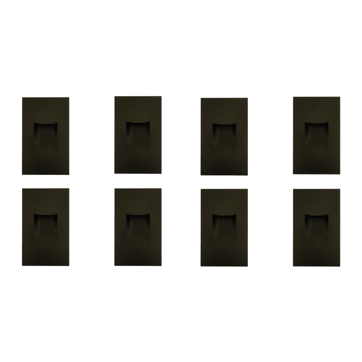Outdoor Landscape Lighting LED 12V Low Voltage STA06 4x/8x/12x Package 3.5W 12V Low Voltage 3000K Warm White Integrated Rectangular Waterproof Vertical LED Aluminum Stair Step Light Wall Lighting Fixture Black 8 Pack