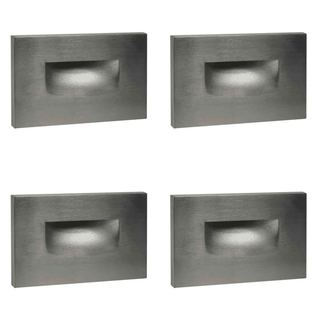 Outdoor Landscape Lighting LED 12V Low Voltage STA07 4x/8x/12x Package 3W 12V Low Voltage 3CCT Rectangular Waterproof Horizontal LED Aluminum Stairs Step Light Fixture Silver 4 Pack
