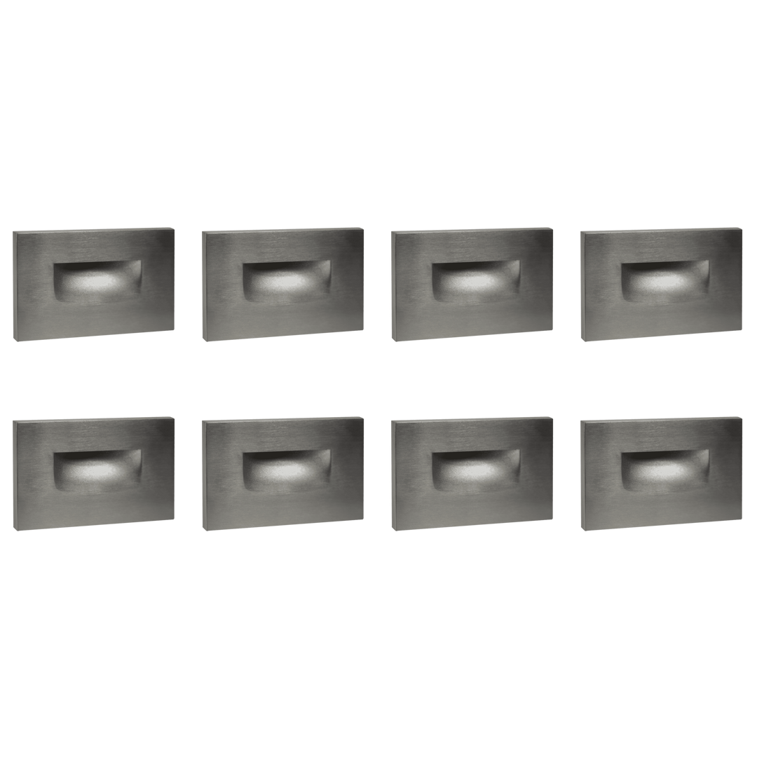 Outdoor Landscape Lighting LED 12V Low Voltage STA07 4x/8x/12x Package 3W 12V Low Voltage 3CCT Rectangular Waterproof Horizontal LED Aluminum Stairs Step Light Fixture Silver 8 Pack