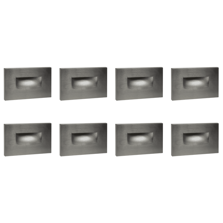 Outdoor Landscape Lighting LED 12V Low Voltage STA07 4x/8x/12x Package 3W 12V Low Voltage 3CCT Rectangular Waterproof Horizontal LED Aluminum Stairs Step Light Fixture Silver 8 Pack