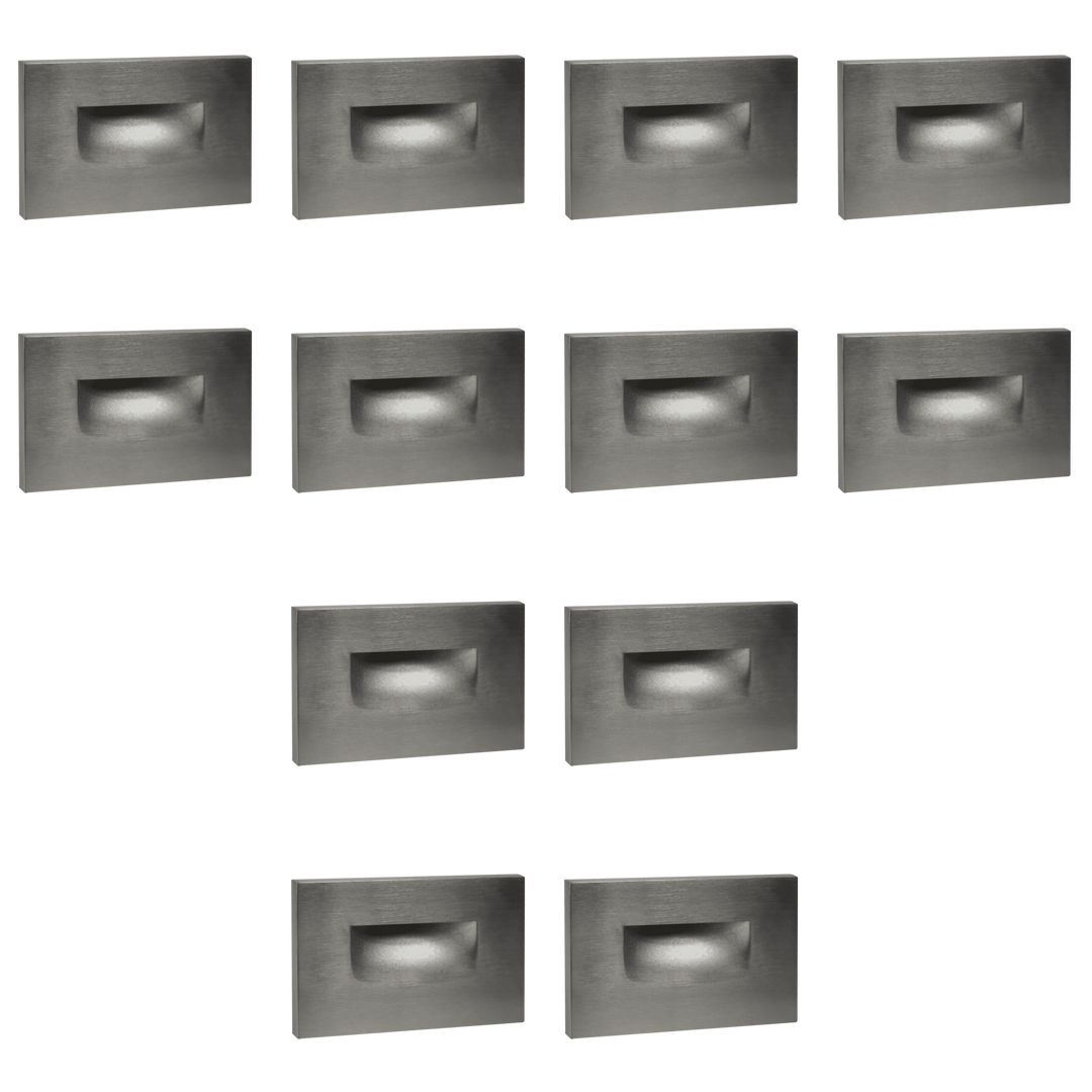 Outdoor Landscape Lighting LED 12V Low Voltage STA07 4x/8x/12x Package 3W 12V Low Voltage 3CCT Rectangular Waterproof Horizontal LED Aluminum Stairs Step Light Fixture Silver 12 Pack