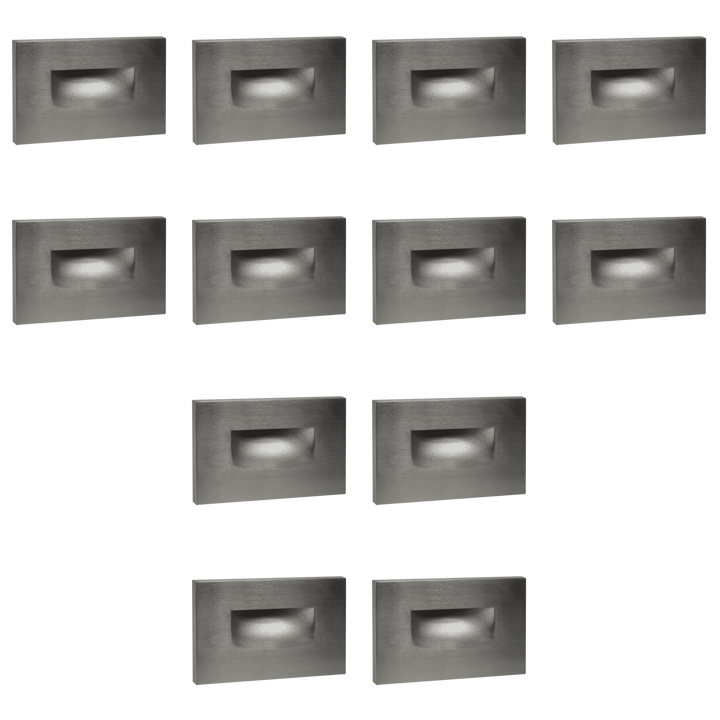 Outdoor Landscape Lighting LED 12V Low Voltage STA07 4x/8x/12x Package 3W 12V Low Voltage 3CCT Rectangular Waterproof Horizontal LED Aluminum Stairs Step Light Fixture Silver 12 Pack