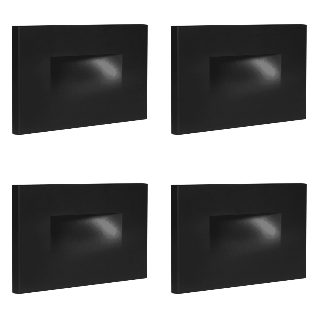 Outdoor Landscape Lighting LED 12V Low Voltage STA07 4x/8x/12x Package 3W 12V Low Voltage 3CCT Rectangular Waterproof Horizontal LED Aluminum Stairs Step Light Fixture Black 4 Pack