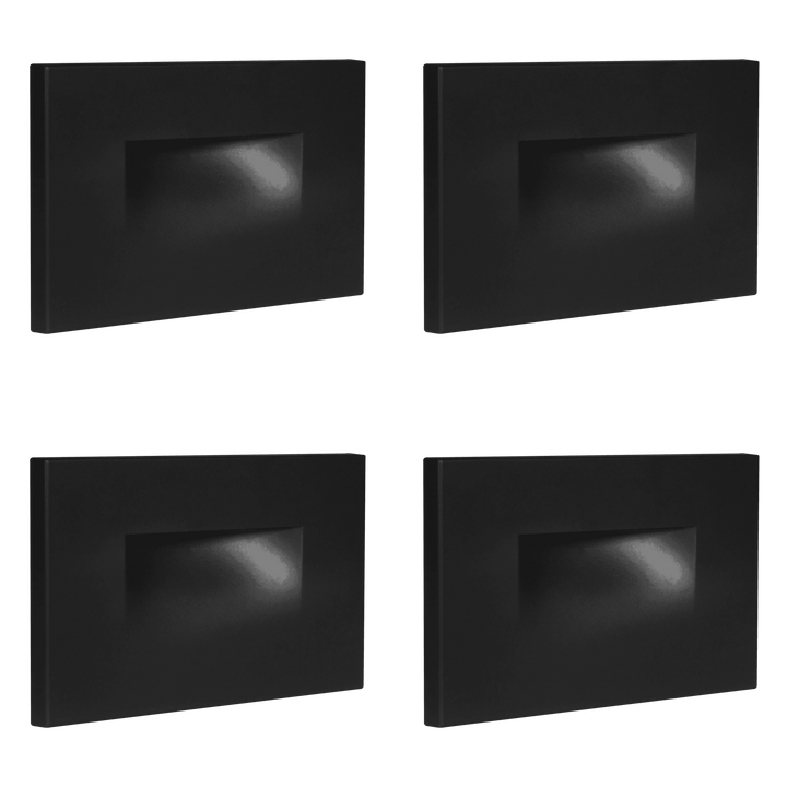 Outdoor Landscape Lighting LED 12V Low Voltage STA07 4x/8x/12x Package 3W 12V Low Voltage 3CCT Rectangular Waterproof Horizontal LED Aluminum Stairs Step Light Fixture Black 4 Pack