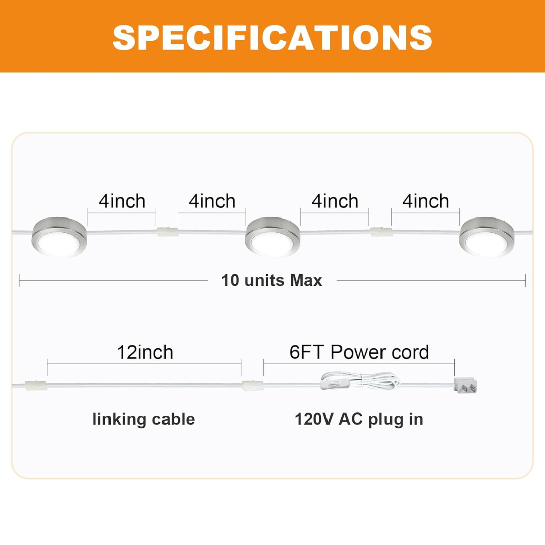 Outdoor Landscape Lighting LED 12V Low Voltage CBA03 3x/5x Pack 2.7W 2.68" 3000K Dimmable Recessed and Surface Mounted Line Voltage 120V Line Voltage Hardwired LED Puck Cabinet Light Cast Aluminum Downlighting 110LM/130LM Package