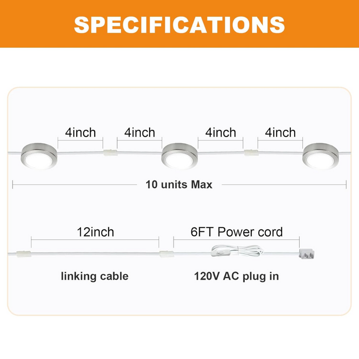 Outdoor Landscape Lighting LED 12V Low Voltage CBA03 3x/5x Pack 2.7W 2.68" 3000K Dimmable Recessed and Surface Mounted Line Voltage 120V Line Voltage Hardwired LED Puck Cabinet Light Cast Aluminum Downlighting 110LM/130LM Package
