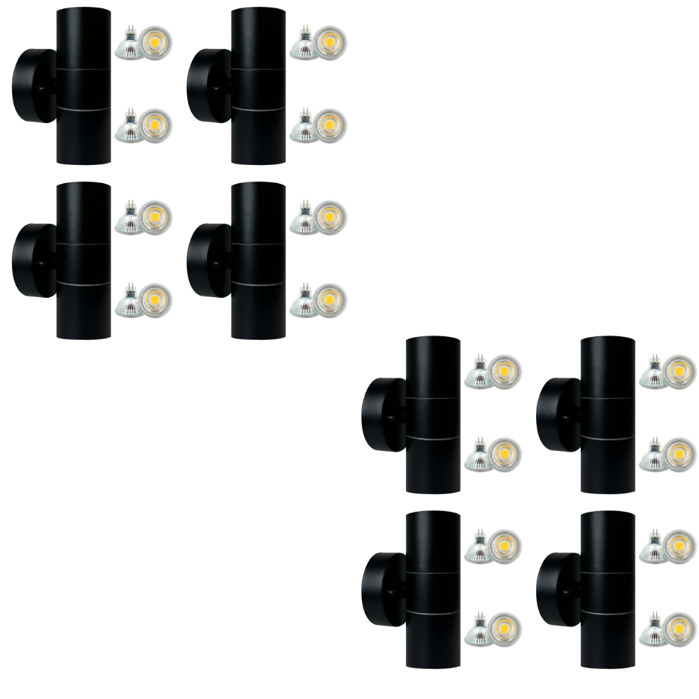 Outdoor Landscape Lighting LED 12V Low Voltage SCS06 4x/8x/12x Package LED Stainless Steel Cylinder Up Down Light 2 Directional Sconce Lighting with 12V Low Voltage 5W 3000K Bulb Black 8 Pack