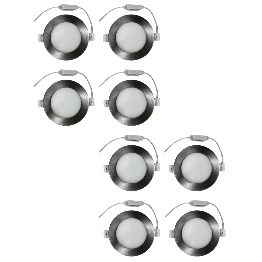 Outdoor Landscape Lighting LED 12V Low Voltage CB04 4x/8x/12x Package 10W 3CCT Dimmable Round Slim 12V AC/DC LED Panel Light Low Voltage Lighting Fixture Brushed Nickel 8 Pack