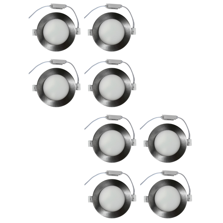 Outdoor Landscape Lighting LED 12V Low Voltage CB04 4x/8x/12x Package 10W 3CCT Dimmable Round Slim 12V AC/DC LED Panel Light Low Voltage Lighting Fixture Brushed Nickel 8 Pack