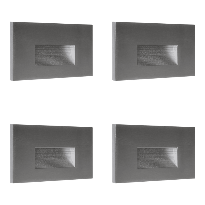 Outdoor Landscape Lighting LED 12V Low Voltage STA08 4x/8x/12x Package 3.5W 12V Low Voltage 3CCT Rectangular Waterproof Horizontal LED Aluminum Stair Step Light Fixture Silver 4 Pack