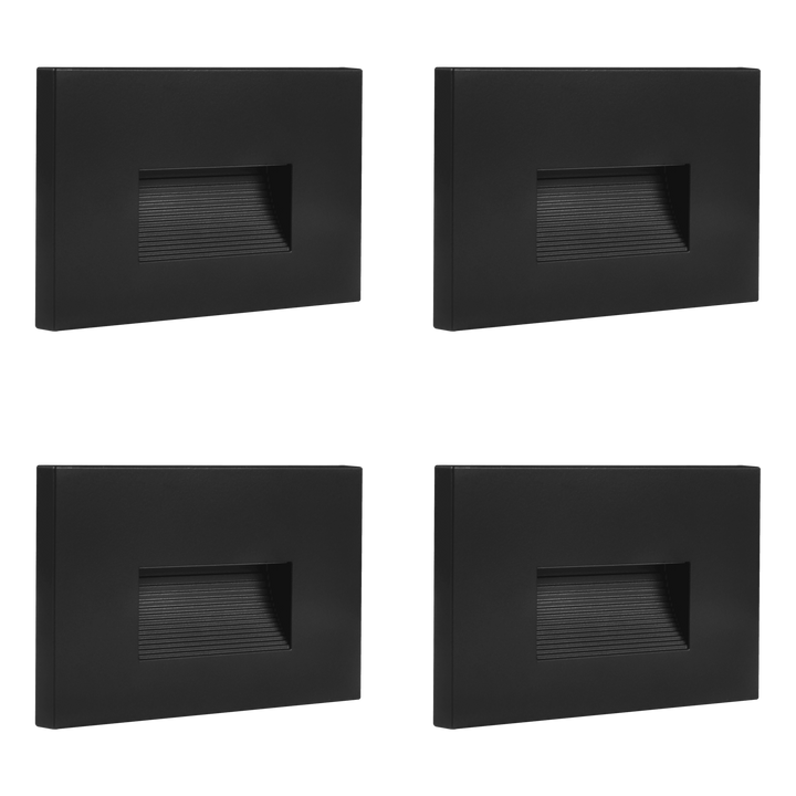Outdoor Landscape Lighting LED 12V Low Voltage STA08 4x/8x/12x Package 3.5W 12V Low Voltage 3CCT Rectangular Waterproof Horizontal LED Aluminum Stair Step Light Fixture Black 4 Pack