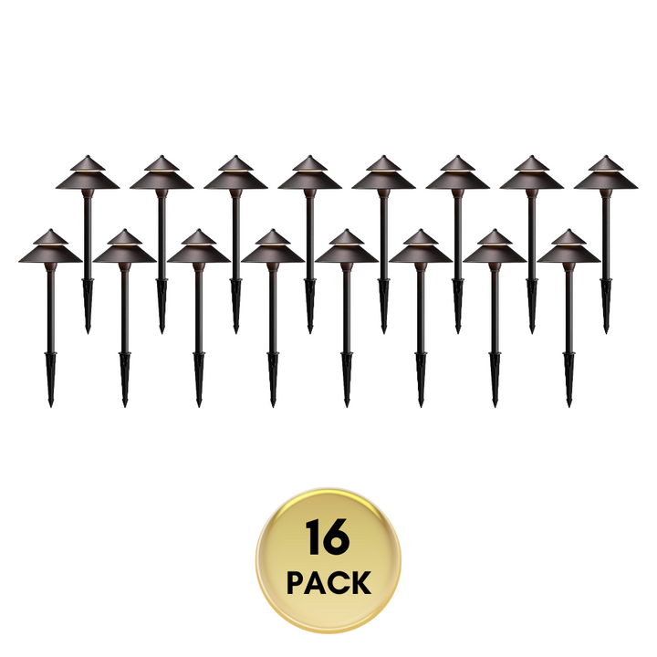 Outdoor Landscape Lighting LED 12V Low Voltage CDPAL01 Antico LED Aluminum Landscape Pathway Lights 3W 3000K 12-24V AC/DC Low Voltage Brown Mushroom Outdoor Landscape Lighting 16 Pack