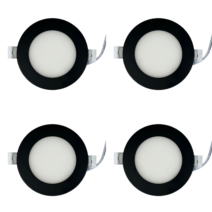 Outdoor Landscape Lighting LED 12V Low Voltage CB04 4x/8x/12x Package 10W 3CCT Dimmable Round Slim 12V AC/DC LED Panel Light Low Voltage Lighting Fixture Black 4 Pack