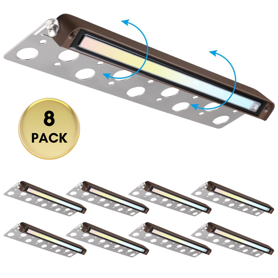 Outdoor Landscape Lighting LED 12V Low Voltage ELA08 8-Pack 12 Inch 5CCT 7W LED Retaining Wall Lights, Hardscape Color Changing 12V Low Voltage Landscape Lights Package