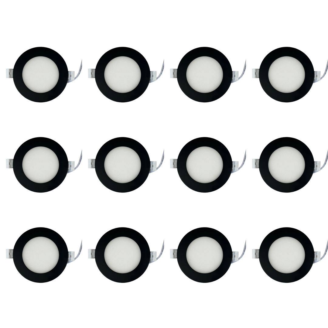 Outdoor Landscape Lighting LED 12V Low Voltage CB04 4x/8x/12x Package 10W 3CCT Dimmable Round Slim 12V AC/DC LED Panel Light Low Voltage Lighting Fixture Black 12 Pack