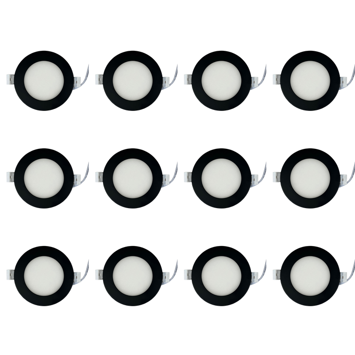Outdoor Landscape Lighting LED 12V Low Voltage CB04 4x/8x/12x Package 10W 3CCT Dimmable Round Slim 12V AC/DC LED Panel Light Low Voltage Lighting Fixture Black 12 Pack